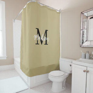 Monogram Modern Tan Sand und Black Duschvorhang
