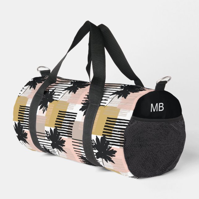 Monogram Modern Tropical Beach Abstraktes Muster Duffle Bag (Rechte Ecke)