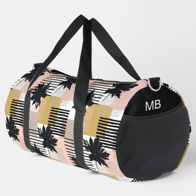 Monogram Modern Tropical Beach Abstraktes Muster Duffle Bag (Rechte Ecke)