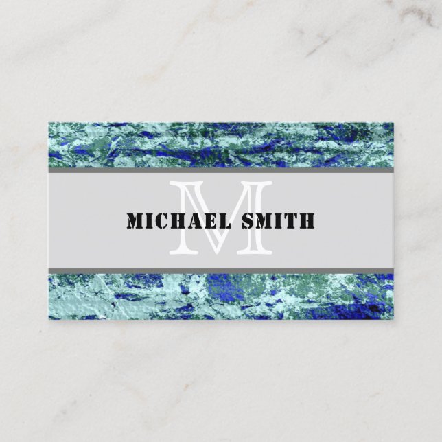 Monogram Modern Vintag Blue Background #2 Visitenkarte (Vorderseite)