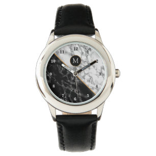 Monogram Modern Watch Schwarz-weiß Marble Armbanduhr
