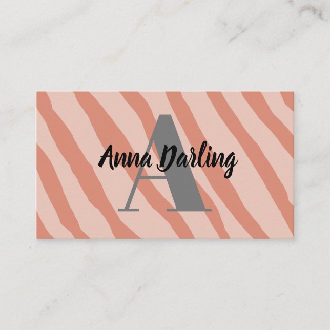 Monogram Modern Zebra Print Business Card Visitenkarte (Vorderseite)