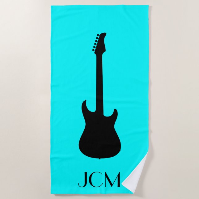 Monogram Moderne Black Electric Gitarre / Aqua Blu Strandtuch (Vorderseite)