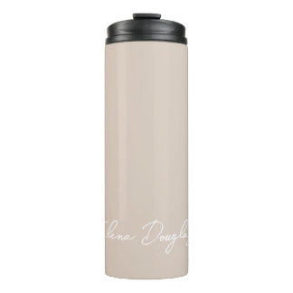 Monogram Moderne handgeschriebene Minimal Taupe Be Thermosbecher