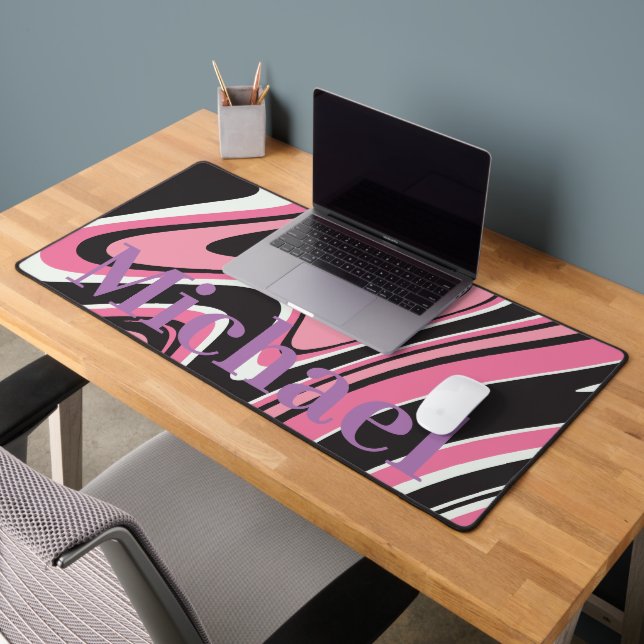 Monogram, moderner Marmor l Rosa und Schwarz Schreibtischunterlage (Büro 2)