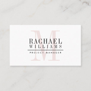 MONOGRAM Moderner Name einfach elegant rosa schwar Visitenkarte