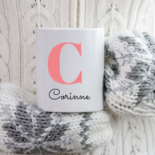 Monogram, Moderner Name Erstmals Weihnachten Gegen Tasse