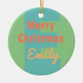 Monogram, moderner Pfefferminzkorallenpfirsich Keramik Ornament