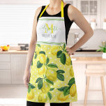 Monogram, moderner Rustikelpinsel Schürze<br><div class="desc">Hier ist ein wunderbarer Weg, um den Spaß des Backens zu ergänzen. Genießen Sie kulinarische Abenteuer, wenn Sie diese schicke, trendige, moderne, maßgeschneiderte Schürze mit Monogramm tragen. Frische, rustikale, ländlich geprägte Aquarellfarben und grüne Blätter sowie handgeschriebene Schriftzeichen in Grasgrün überlagern weiße Polka-Punkte auf hellgelbem Hintergrund. Personalisieren Sie mit Ihrem Namen...</div>