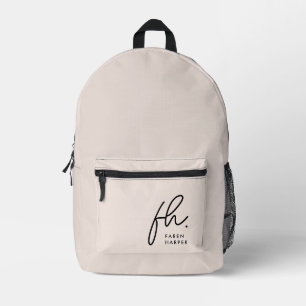 Monogram Modernes Chic Blush Pink Mit Monogramm Bedruckter Rucksack