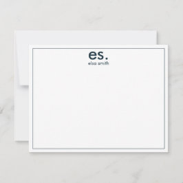 Monogram Modernes Elegantes Minimal Blau und Weiß Mitteilungskarte