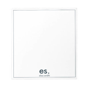 Monogram Modernes Elegantes Minimal Blau und Weiß Notizblock