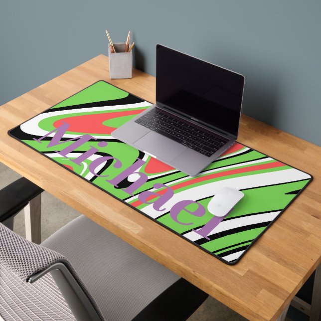 Monogram, modernes Marmormuster l Green Lila Schreibtischunterlage (Büro 2)