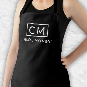 Monogram Modernes Minimalistisch Classic Schwarz-w Schürze