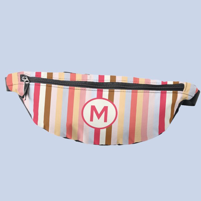 Monogram, Modernes, pastelfarbenes Konfektionsband Bauchtasche (Modern monogram initial pastel candy stripe fanny pack)