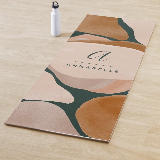 Monogram modernes Rostgrün abstrakt stilvoll elega Yogamatte (Beispiel)