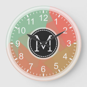 Monogram Mosaic Modern Pop Colorful #2 Große Wanduhr