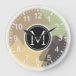 Monogram Mosaik Moderner Pop farbenfroh Große Wanduhr