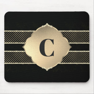 Monogram Mouse Pad Gold Diamonds Mousepad