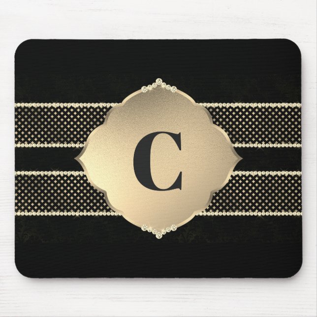 Monogram Mouse Pad Gold Diamonds Mousepad (Vorne)
