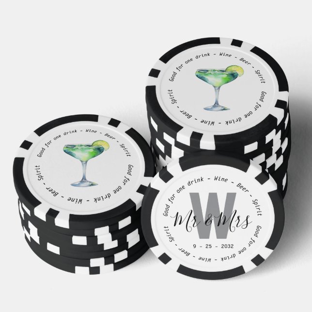 Monogram Mr. Daiquiri Drink Voucher Wedding Pokerchips (Stapel)