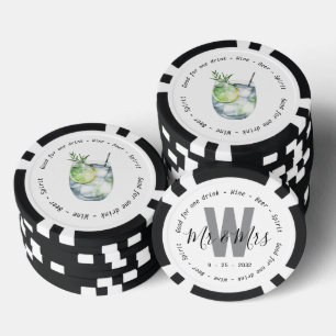 Monogram Mr. Gin Tonic Drink Voucher Wedding Pokerchips