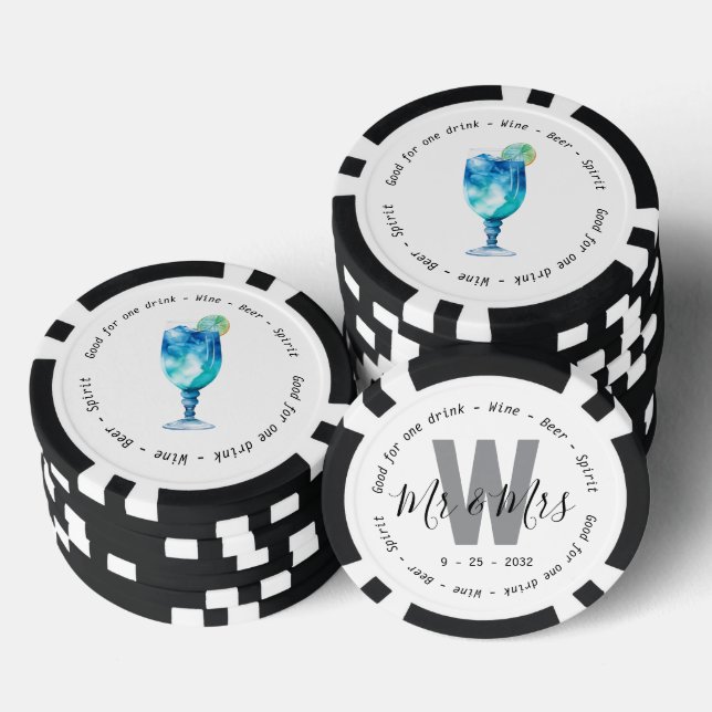 Monogram Mr. Hawaiian Drink Voucher Wedding Pokerchips (Stapel)