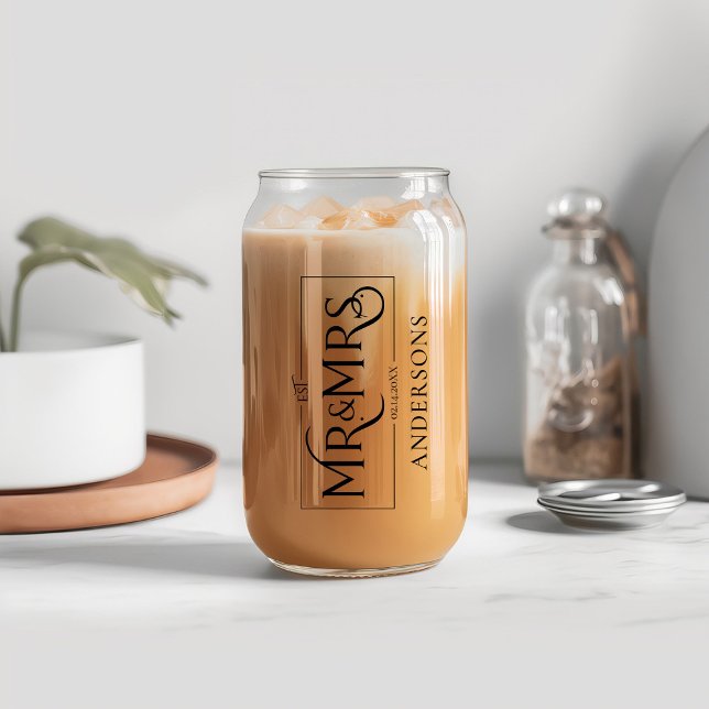 Monogram Mr. & Mrs Familienname Neu verheiratete P Dosenglas (Von Creator hochgeladen)