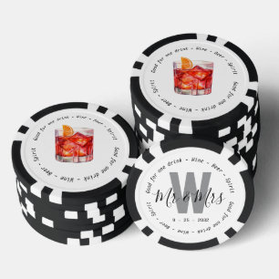 Monogram Mr. Negroni Drink Voucher Wedding Pokerchips