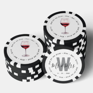 Monogram Mr. Red Wine Drink Voucher Wedding Pokerchips