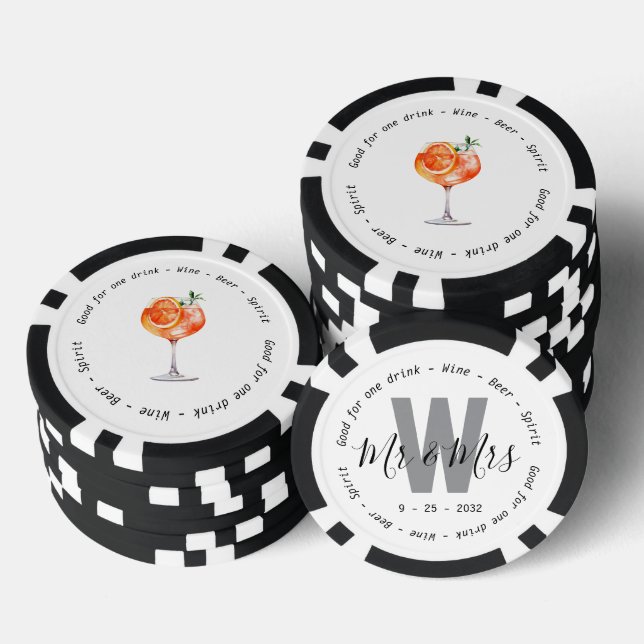 Monogram Mr. Spritz Drink Voucher Wedding Pokerchips (Stapel)