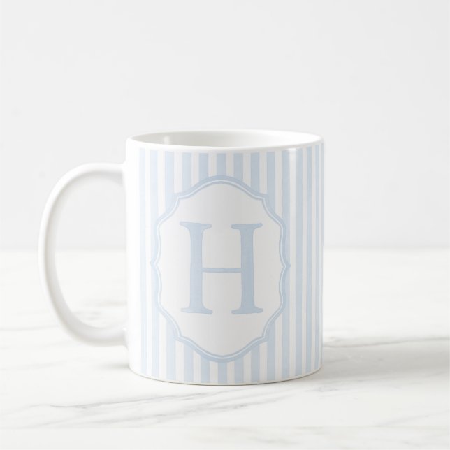 Monogram Mug Letter H, Blue Striped Kaffeetasse (Links)
