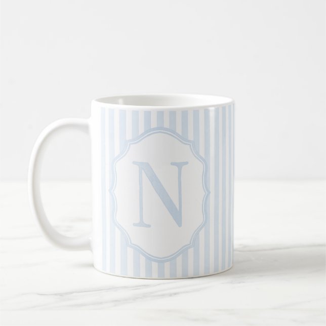 Monogram Mug Letter N, Blue Striped Kaffeetasse (Links)