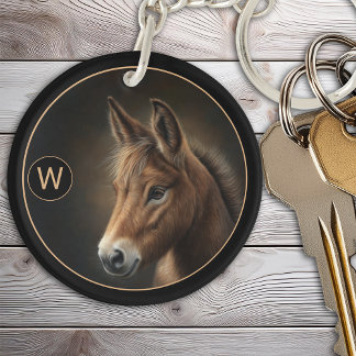 Monogram Mule Equine-Portrait-Vorlage Schlüsselanhänger