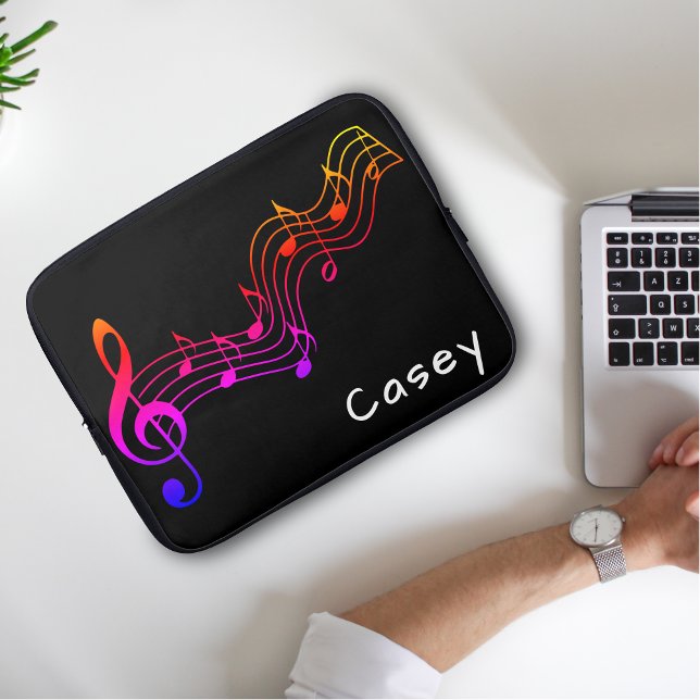Monogram Music Colorful Black Simple Laptopschutzhülle (Von Creator hochgeladen)