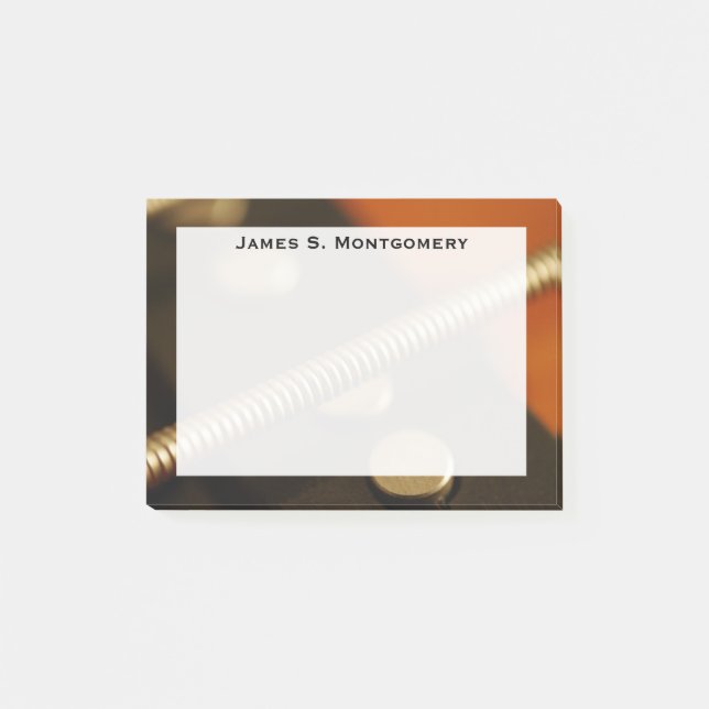 Monogram Music Electric Gold Bass Gitarre String Post-it Klebezettel (Vorderseite)