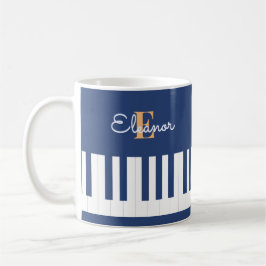 Monogram Musical Keyboard Music Blue Piano Keys Kaffeetasse