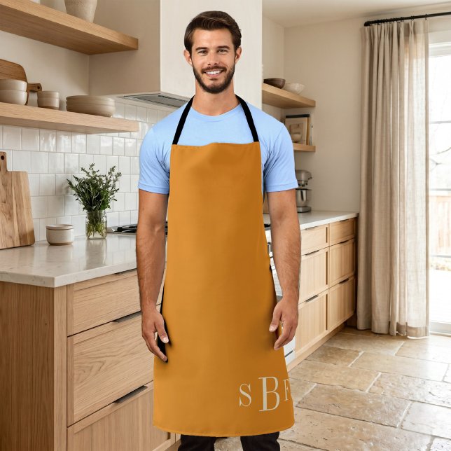 Monogram Mustard Yellow Boho Fall Kitchen Gift Schürze (Monogram Mustard Yellow Boho Fall Kitchen Gift Apron)