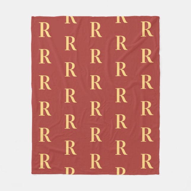Monogram Muster Brown Gold Fleecedecke (Vorderseite)
