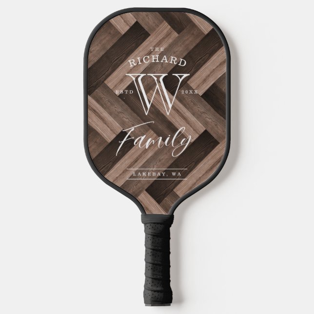 Monogram-Muster für benutzerdefinierte Familie Pickleball Schläger (Vorderseite)