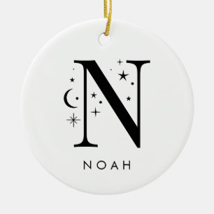 Monogram N Celestie Name Keramik Ornament