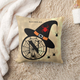Monogram N Halloween Sky Witch Spiders Name Kissen