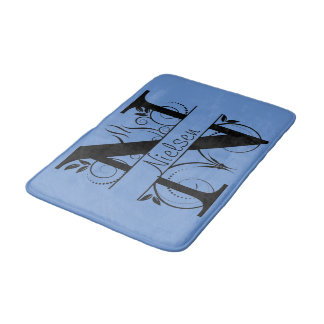 Monogram N Initial Bath, Kitchen Mat Choose Color Badematte