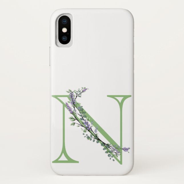 Monogram N Lavendel Eucalyptus Case-Mate iPhone Hülle (Rückseite)