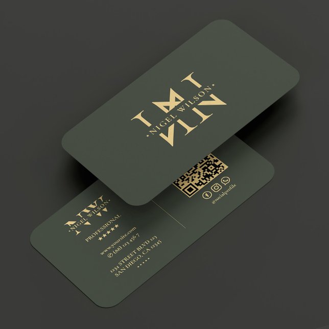 Monogram N Modern Logo Elegant Dunkelgrün Visitenkarte (Monogram N Modern Logo Elegant Dark Green Business Card
)