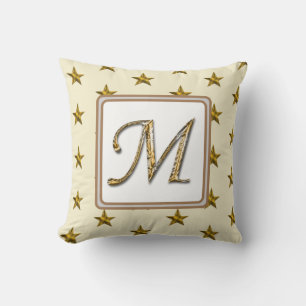 Monogram Nachname Gold Silver Stars Ursprünglich Kissen