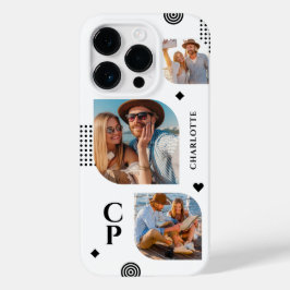 Monogram Name 3 Foto Collage Trendy Modern Case-Mate iPhone 14 Pro Hülle