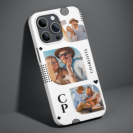 Monogram Name 3 Foto Collage Trendy Modern Case-Mate iPhone Hülle