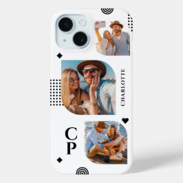 Monogram Name 3 Foto Collage Trendy Modern Case-Mate iPhone Hülle