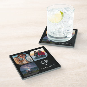 Monogram Name 3 Foto Modern Trendly Simple Glasuntersetzer